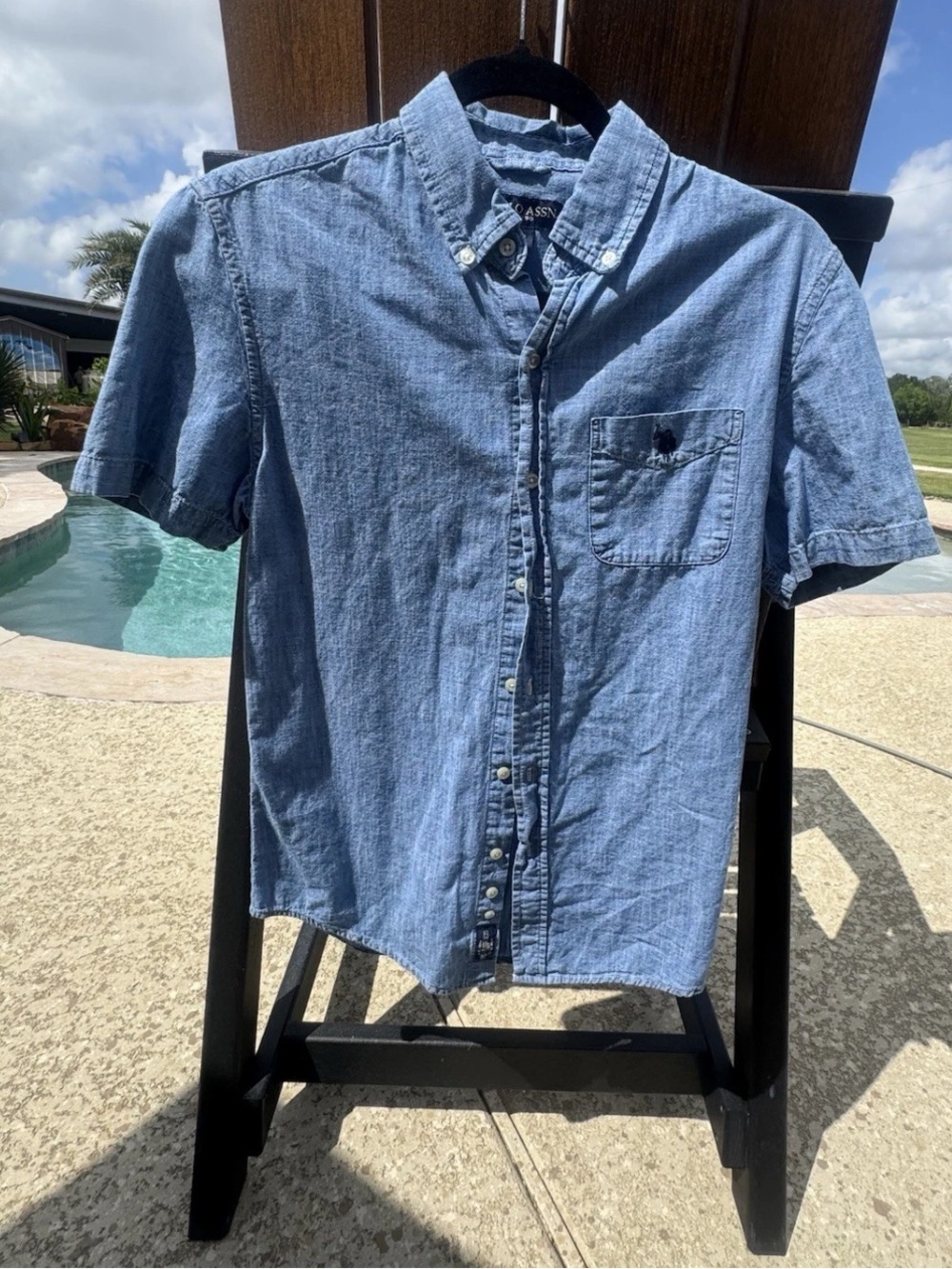 U.S. Polo Assn. Light Blue Short-Sleeve Chambray Button-Down Shirt
